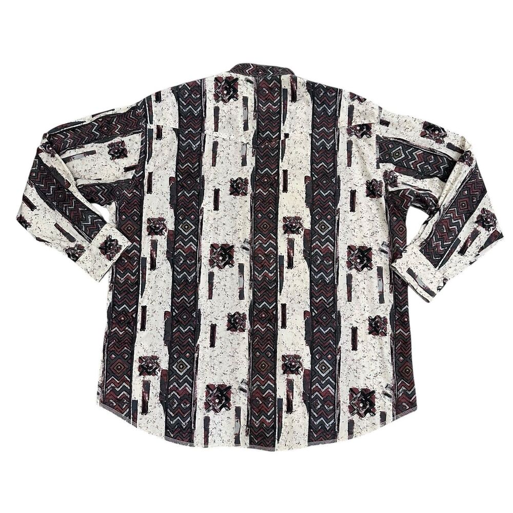 Vtg Wrangler Western Shirt Aztec X-Long Tails Long Sleeve Band Collar 17-1/2x35 - Picture 7 of 10